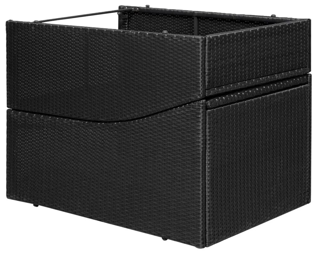 Fekete polyrattan napozóágy párnával