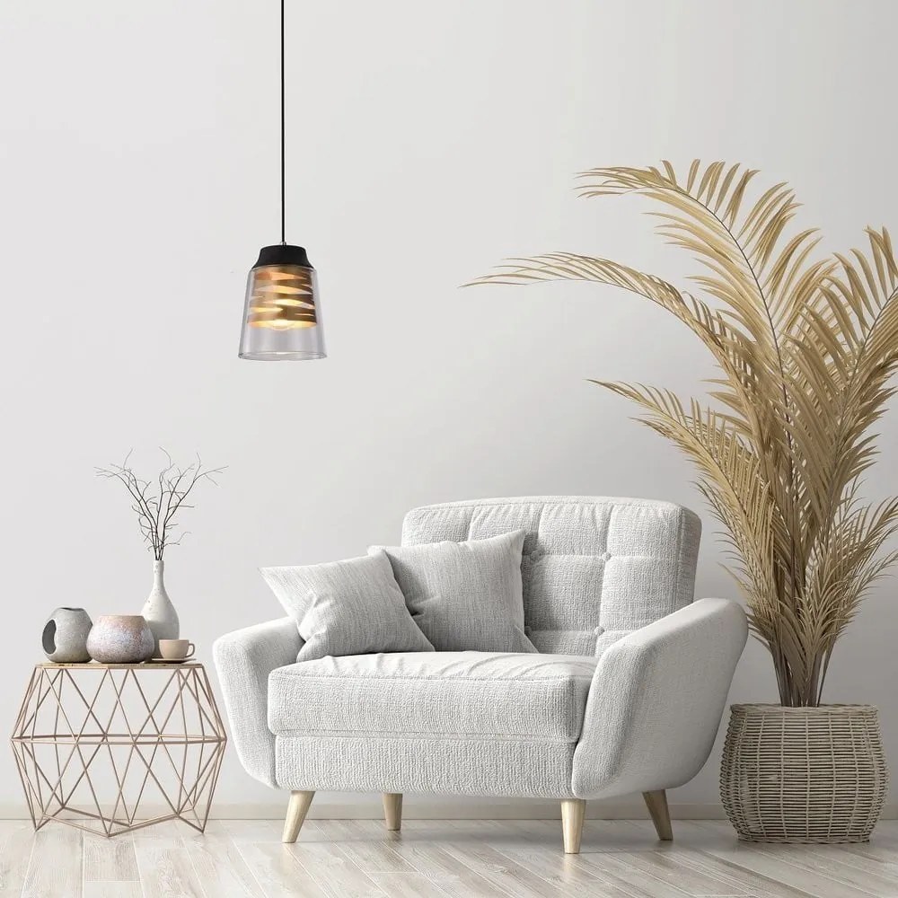 Fekete függőlámpa üveg búrával Fresno – Candellux Lighting