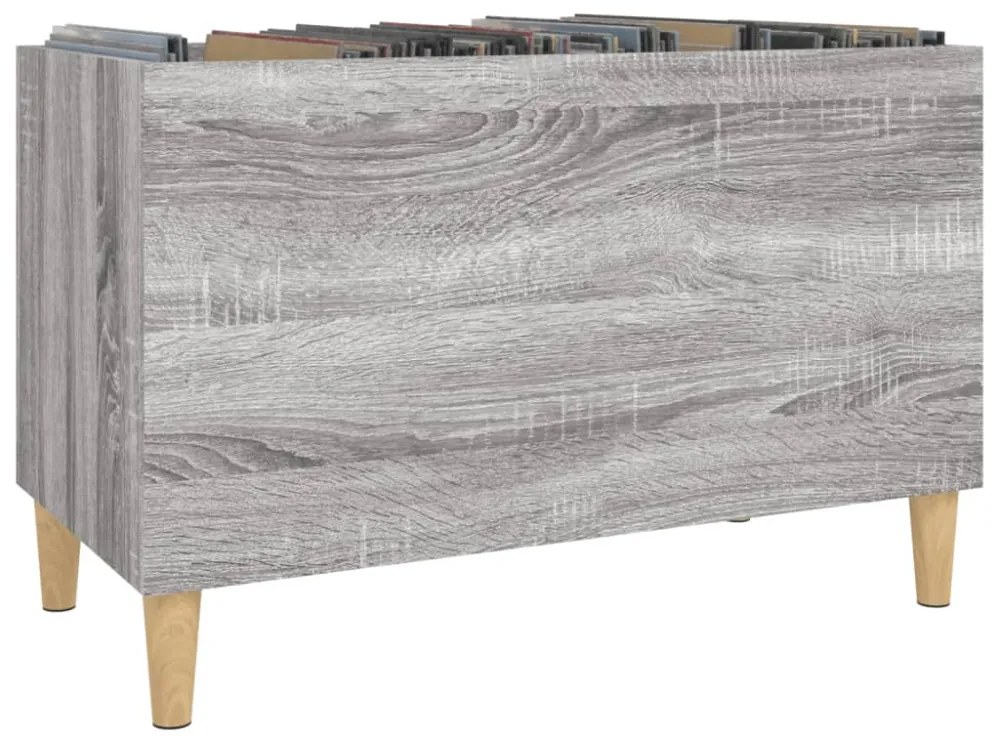 szürke sonoma színű szerelt fa hanglemezszekrény 74,5x38x48 cm