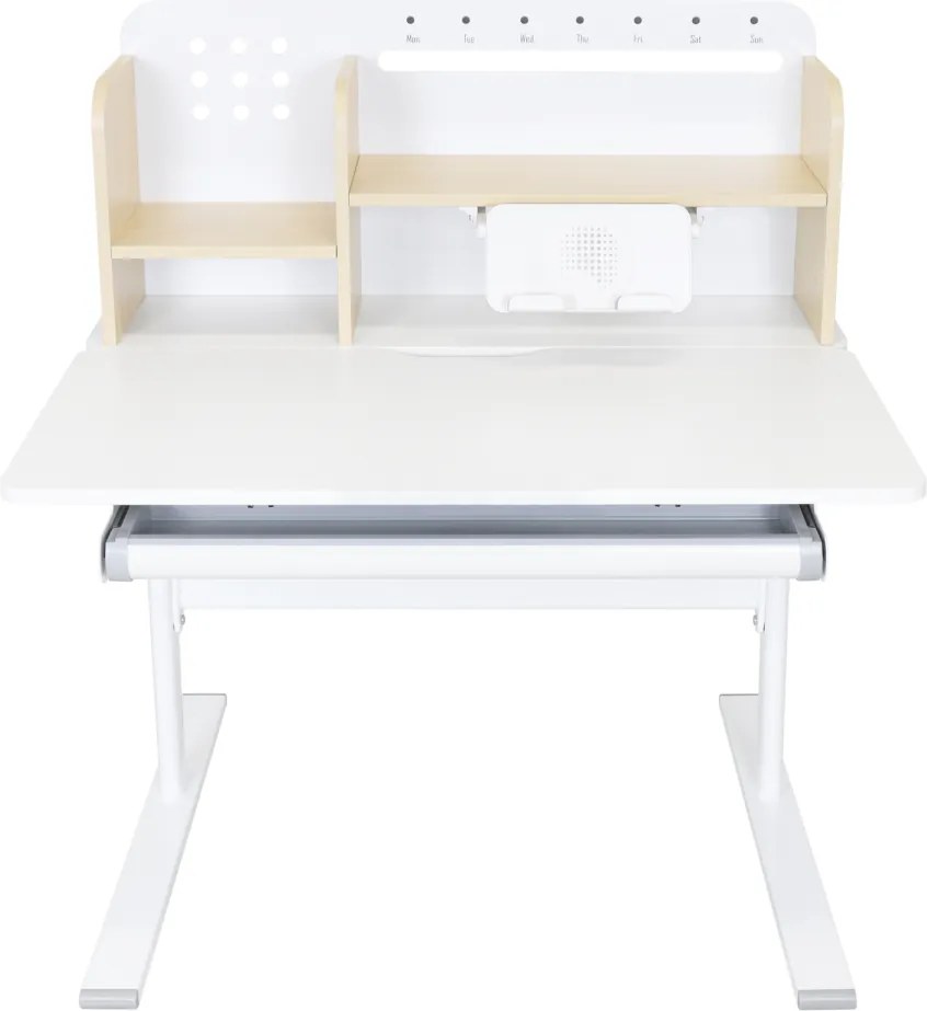 Növekvő íróasztal, természetes/fehér, ADAN