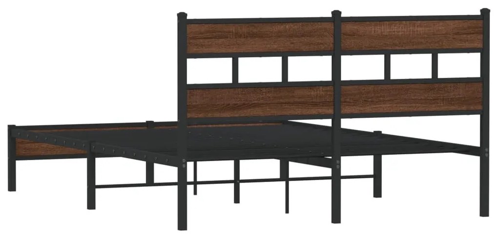 barna tölgy színű szerelt fa ágykeret matrac nélkül 137x190 cm