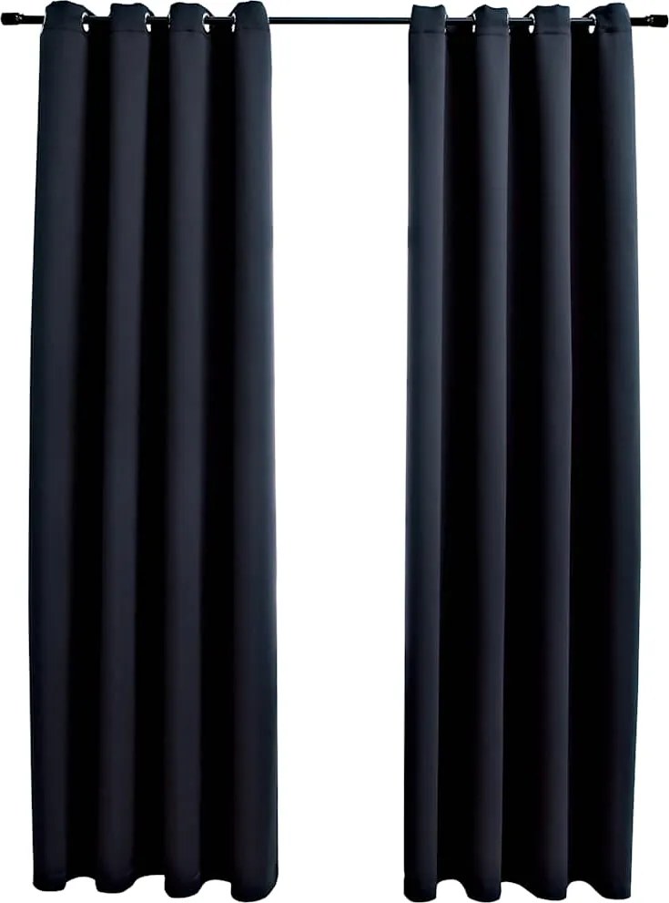 vidaXL 2 db fekete sötétítőfüggöny fémgyűrűkkel 140 x 225 cm
