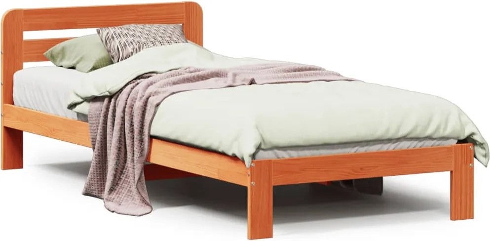 vidaXL viaszbarna tömör fenyőfa ágy matrac nélkül 75 x 190 cm