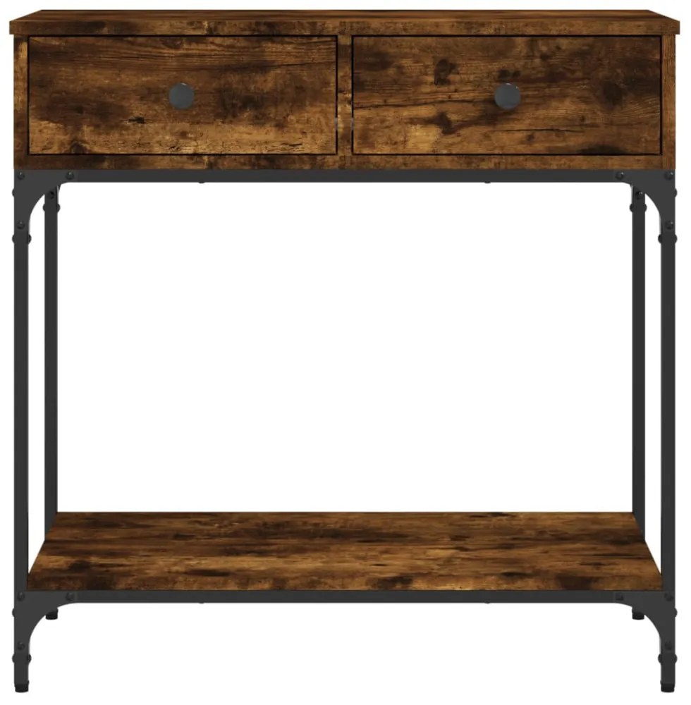 füstös tölgy színű szerelt fa tálalóasztal 75 x 34,5 x 75 cm