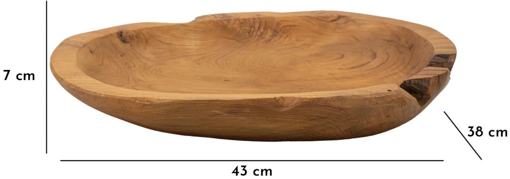 Tálca wahan teak 43x38x7cm
