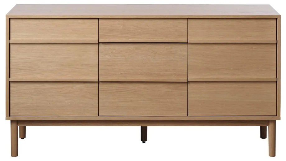Natúr színű alacsony komód tölgyfa dekorral 75x140 cm Ponza – Unique Furniture