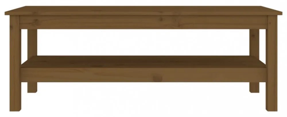 mézbarna tömör fenyőfa dohányzóasztal 110 x 50 x 40 cm