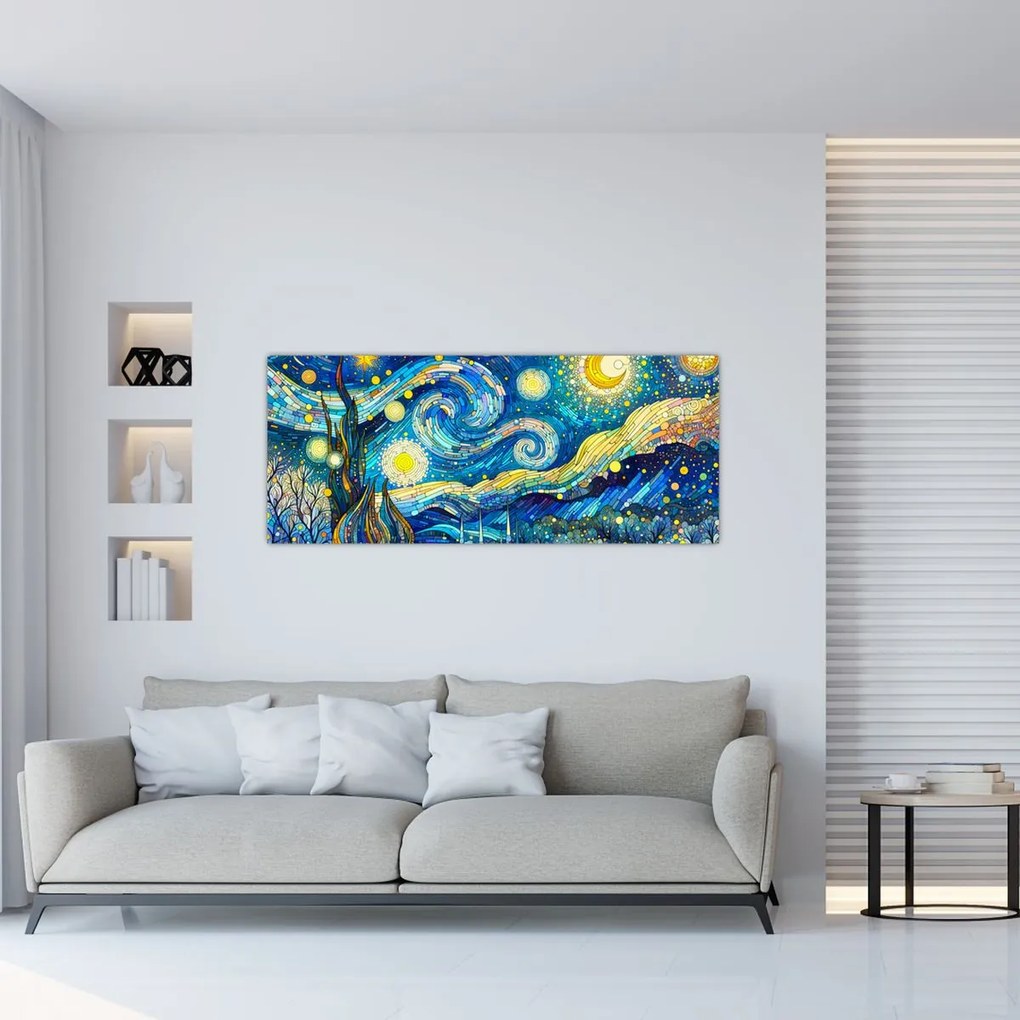 Kép – Csillagos éjszaka mozaikja (120x50 cm)