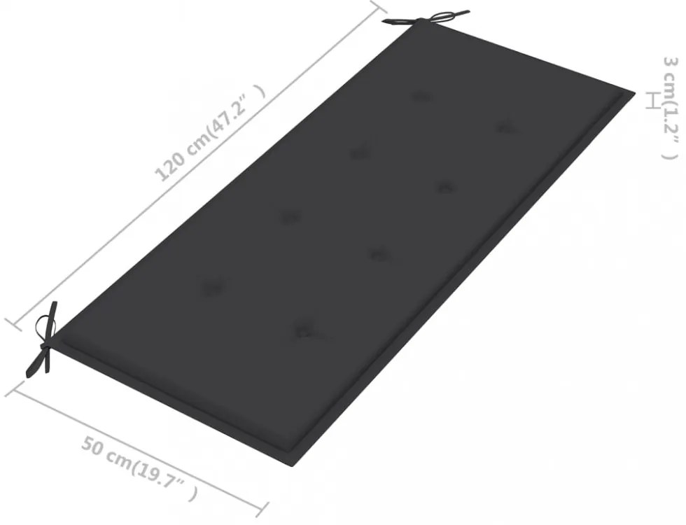 tömör tíkfa Batavia pad antracitszürke párnával 120 cm
