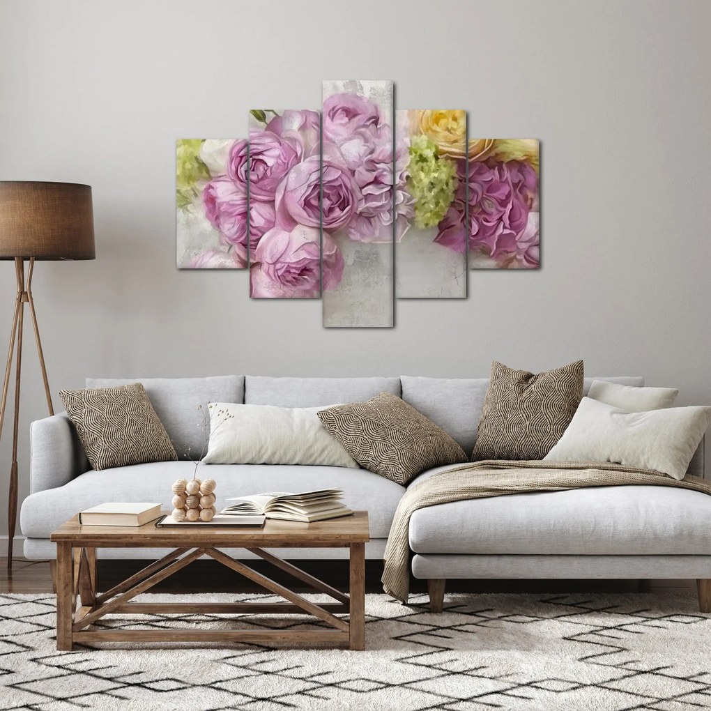 Kép - Virágok a falon pasztell színekben (150x105 cm)