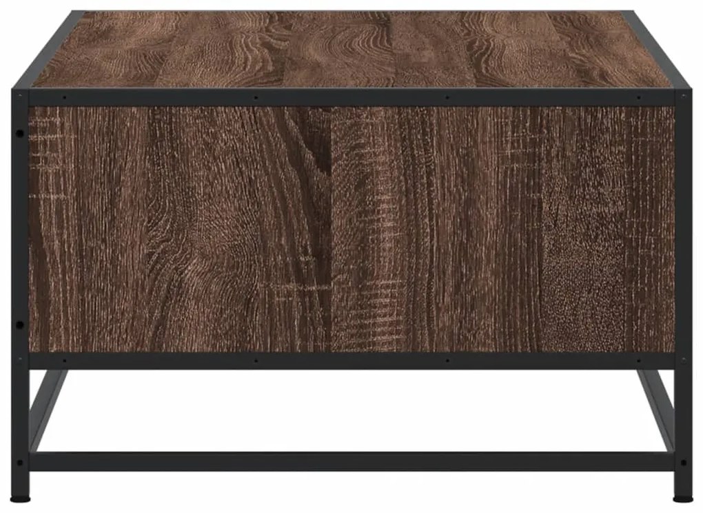 barna tölgy színű szerelt fa és fém dohányzóasztal 100x57x35 cm