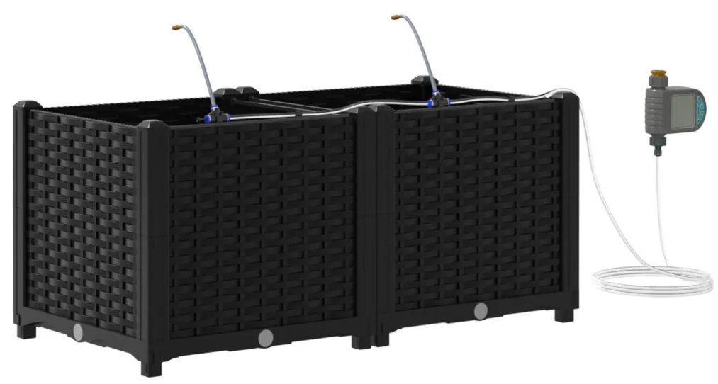 Kerti ültetők Fekete 80 x 40 x 37.5 cm Acél