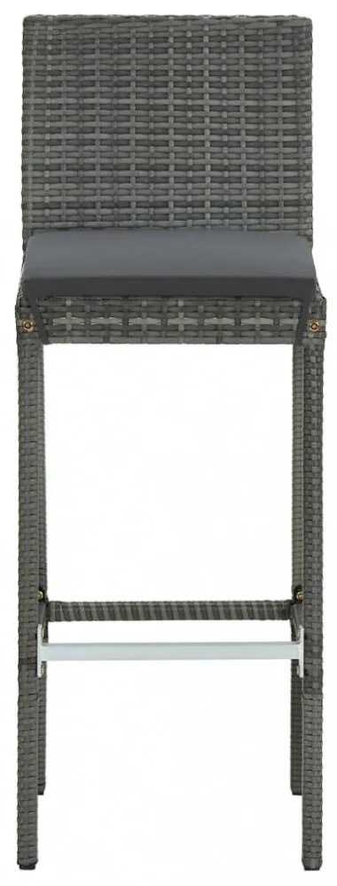 9 részes polyrattan kültéri bárszett antracitszürke párnákkal