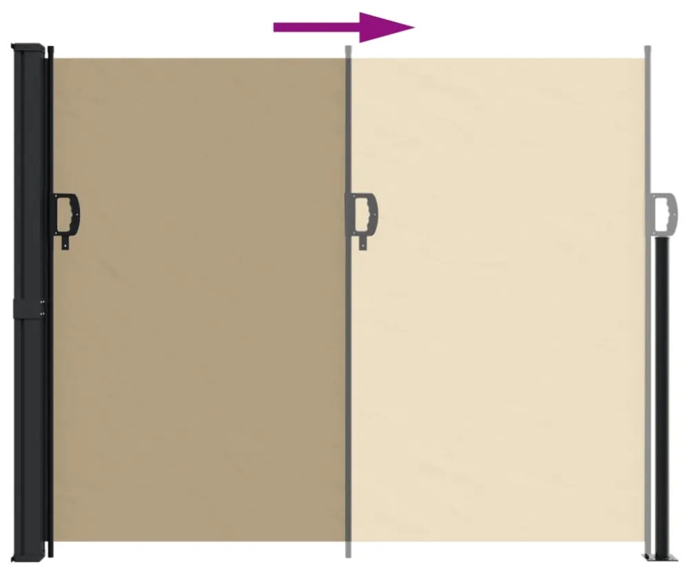 bézs behúzható oldalsó napellenző 160 x 500 cm