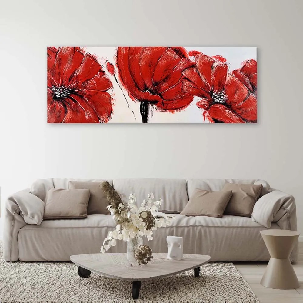 Gario Vászonkép 3 piros pipacs Méret: 120 x 40 cm