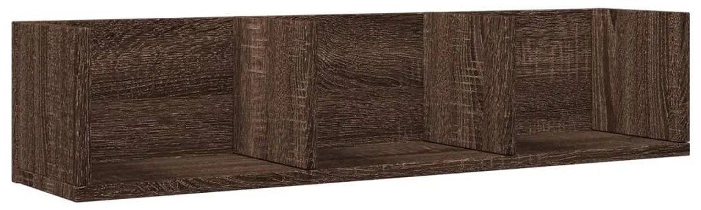 2 db barna tölgyszínű szerelt fa faliszekrény 75x18x16,5 cm