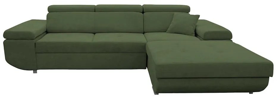 Kihúzható, jobbos L-alakú sarokülőgarnitúra tárolóval CASTELO, zöld