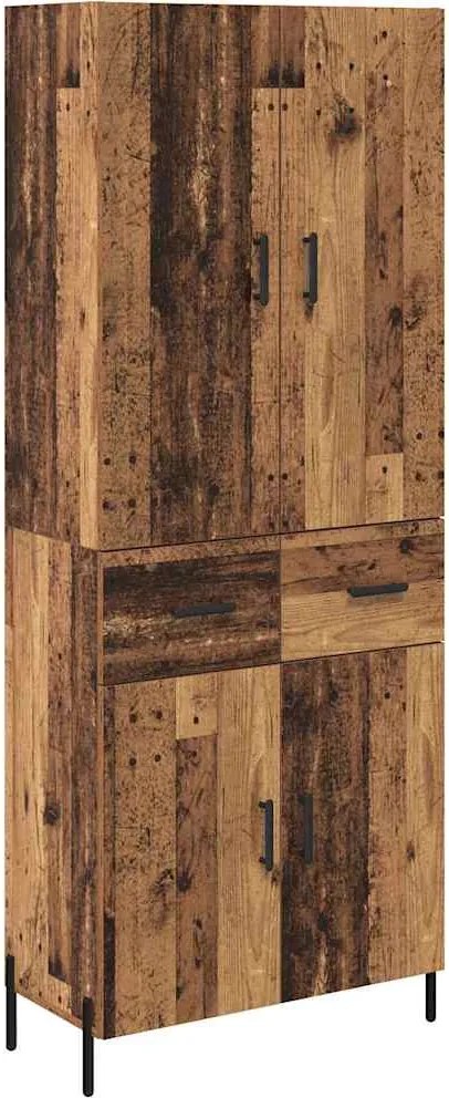 vidaXL Magasfiú Falra szerelhető Öreg fa 69,5 x 34 x 180 cm Faanyag