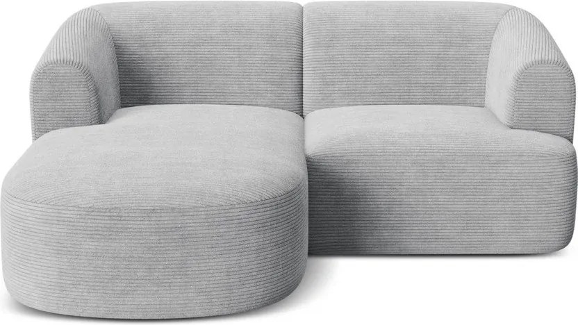 Világosszürke kordbársony sarokkanapé (bal oldali-heverő résszel) Campi – Cosmopolitan Design