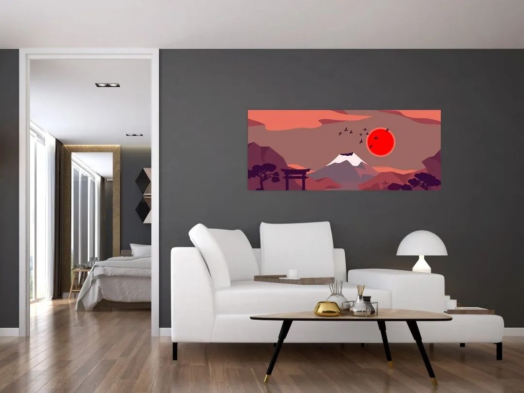 Kép - A Fuji-hegy illusztrációi (120x50 cm)