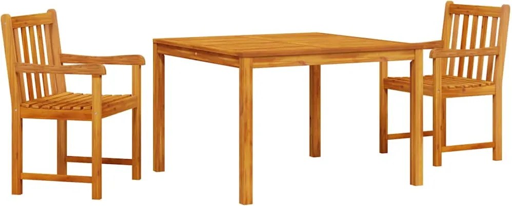 vidaXL Kert étkező szett 3 pcs Barna Tömör akácfa