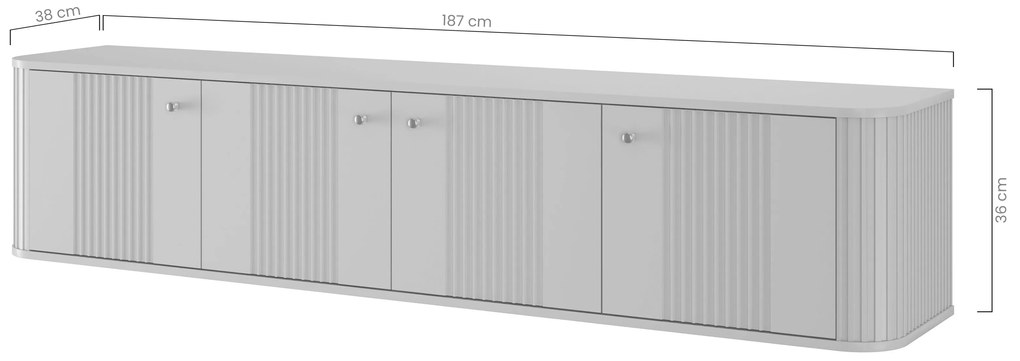 Vesper 4D függő TV-szekrény 187 cm - kasmír / diófa / arany fogantyúk