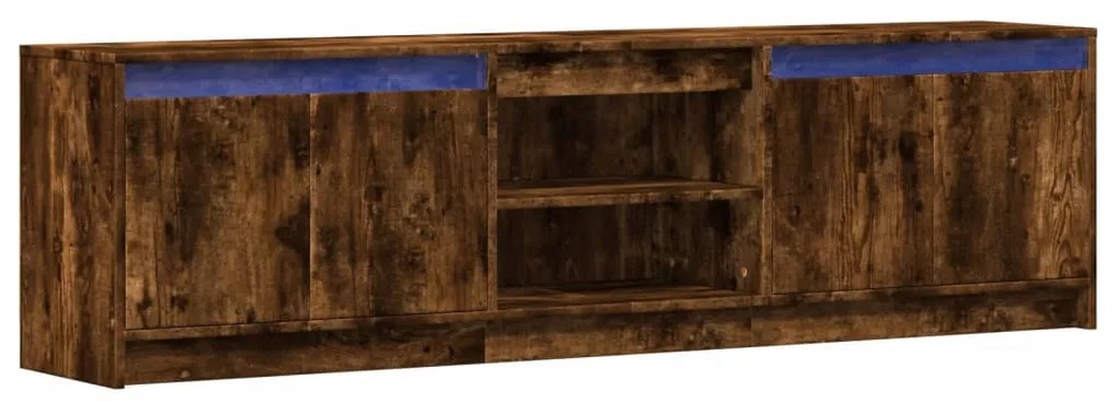 füstös tölgy színű szerelt fa LED-es TV-szekrény 180x34x50 cm