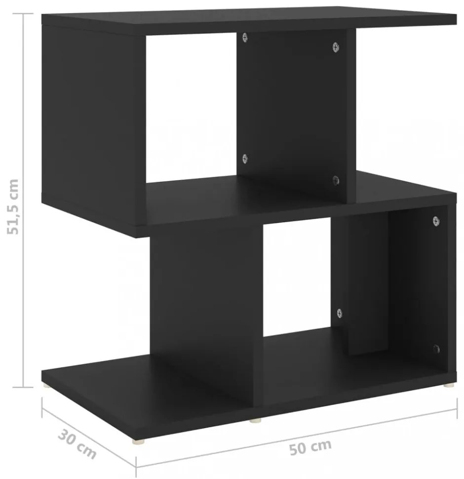 2 db fekete szerelt fa éjjeliszekrény 50 x 30 x 51,5 cm