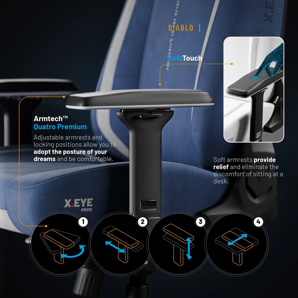 Kék Szövet Gamer Szék Diablo X.Eye Prime Meta Ocean