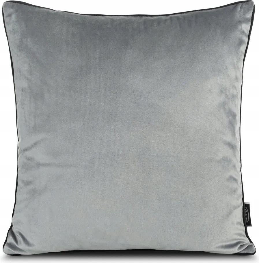 Dekoratív párnahuzat Madie 45x45 ezüst bársony kontrasztos szegély