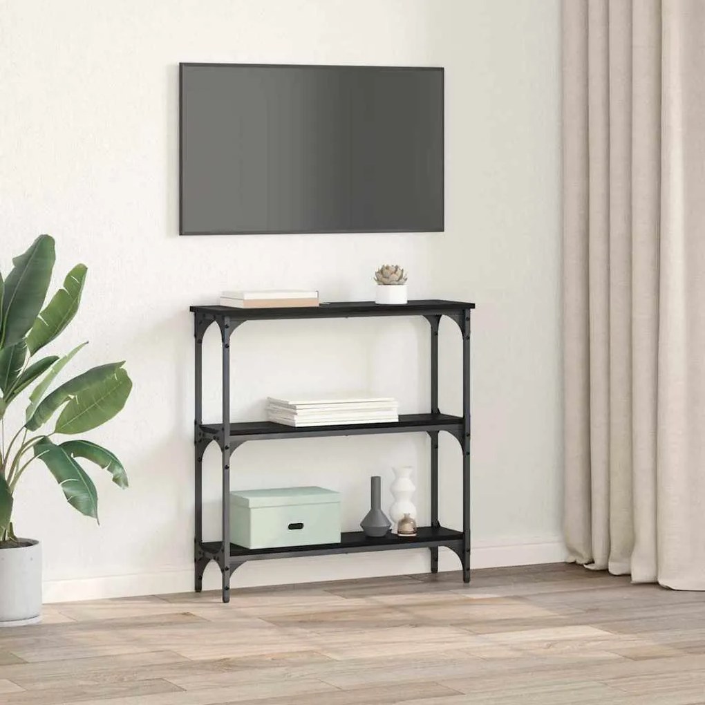 Konzolasztal Musta tammi 75 x 22.5 x 75 cm Műgyanta fa és Fém