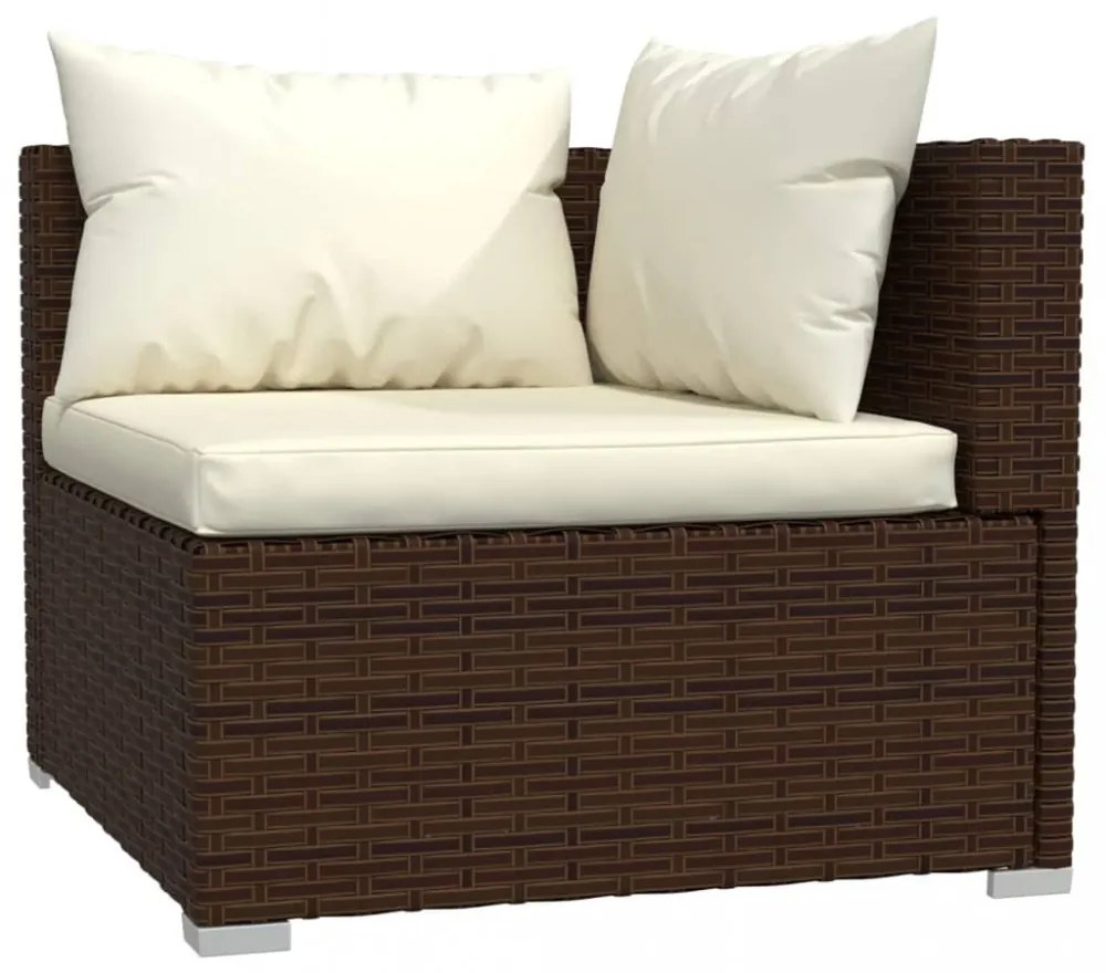 3 részes barna polyrattan kerti ülőgarnitúra párnákkal