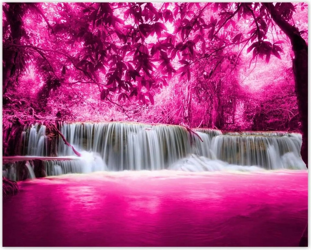 Poszterek 50x40 Rózsaszín vízesés Tájkép