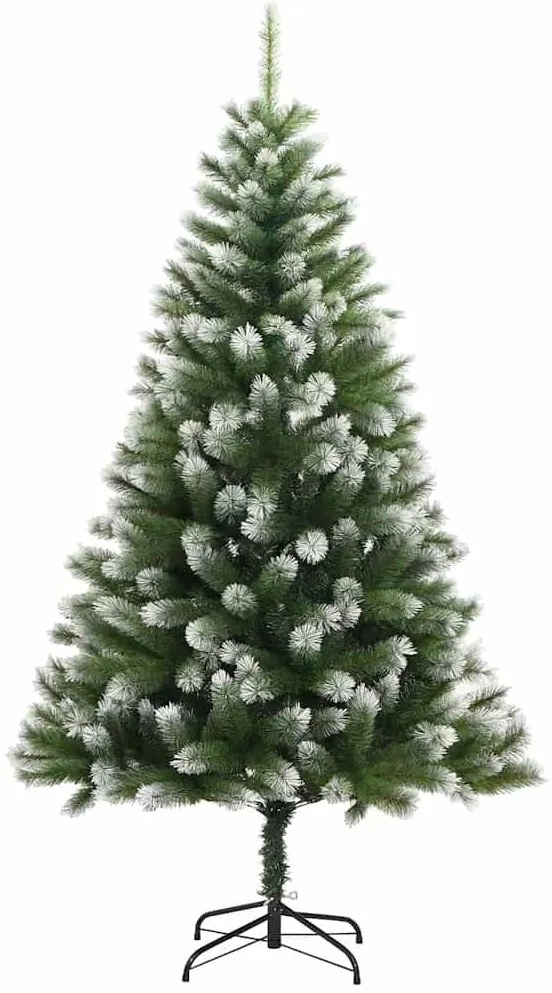 Műanyag csuklós karácsonyfa bolyhos hóval Zöld és fehér 120 cm