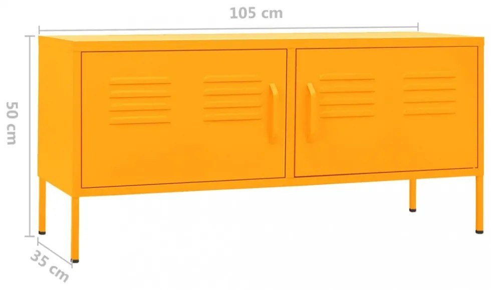 mustársárga acél TV-szekrény 105 x 35 x 50 cm