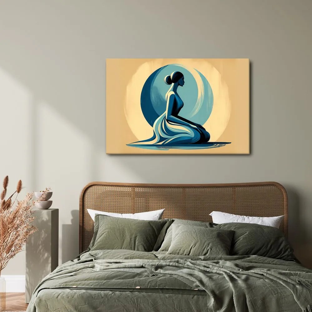 Kép meditáló nő kékben