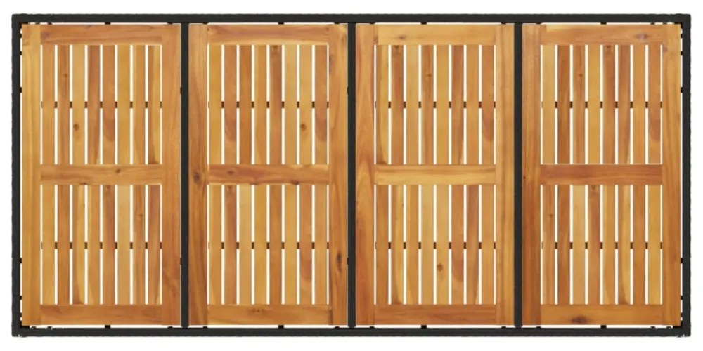 fekete polyrattan kerti asztal akácfa lappal 190 x 90 x 75 cm