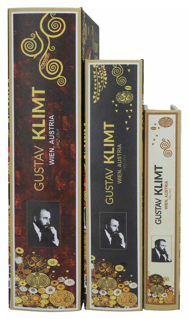 Klimt három részes könyv alakú fa tároló doboz A Csók
