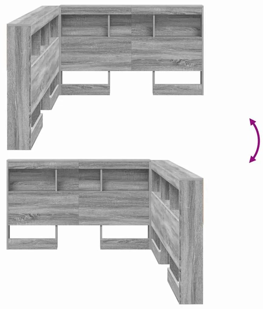 Tároló fejtámla polcokkal Szürke sonoma 120 cm Faanyag