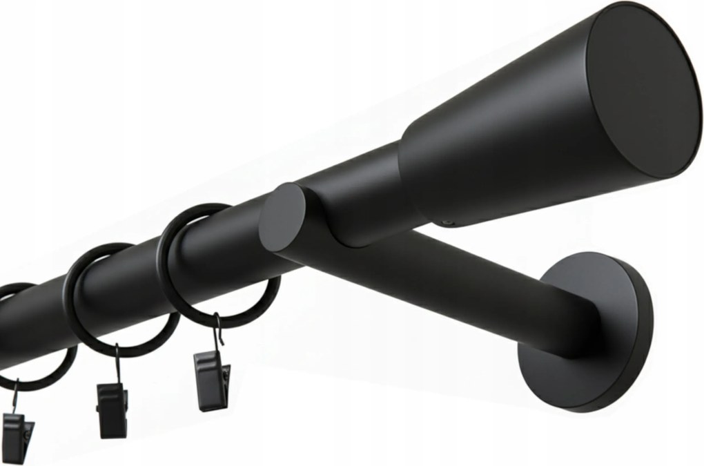 Függönykarnis Szimpla Fém 25 mm MIX Végzáró Fekete Matt 120 cm