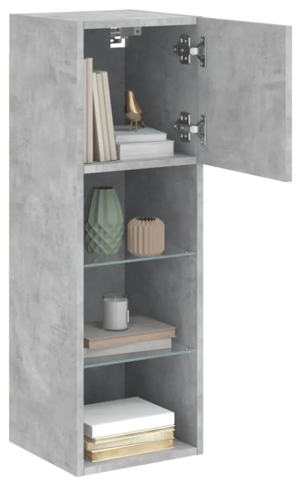 2 db betonszürke TV-szekrény LED-világítással 30,5 x 30 x 90 cm