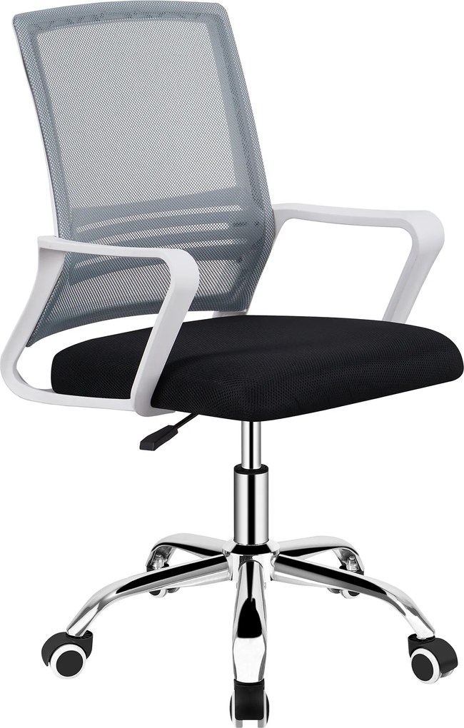 Irodai szék, hálószövet szürke/szövet fekete/műanyag fehér, APOLO 2 NEW