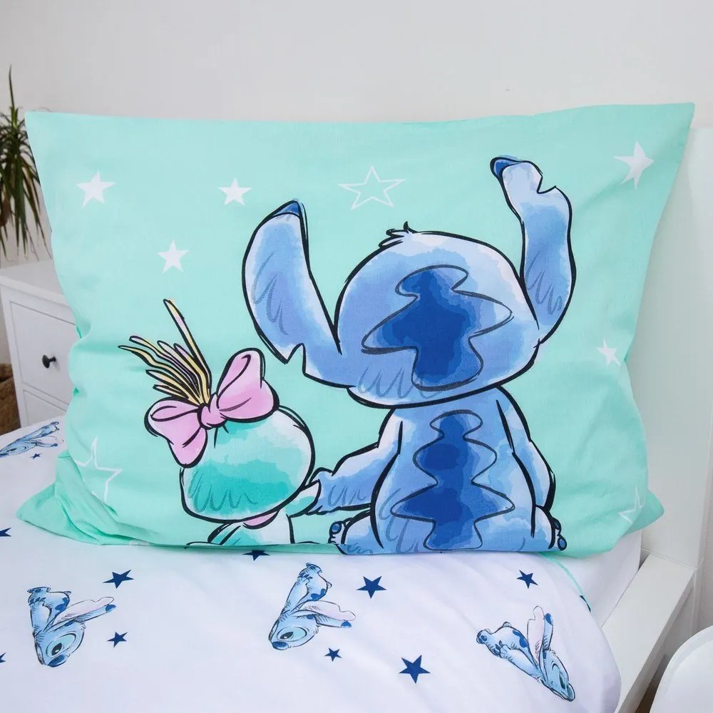 Mentazöld egyszemélyes pamut gyerek ágyneműhuzat 140x200 cm Lilo & Stitch "Buddies" – Jerry Fabrics