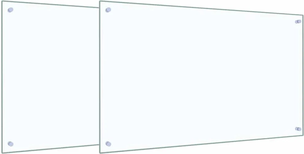 vidaXL Konyhai splashback 2 pcs Átlátszó 100 x 60 cm edzett üveg