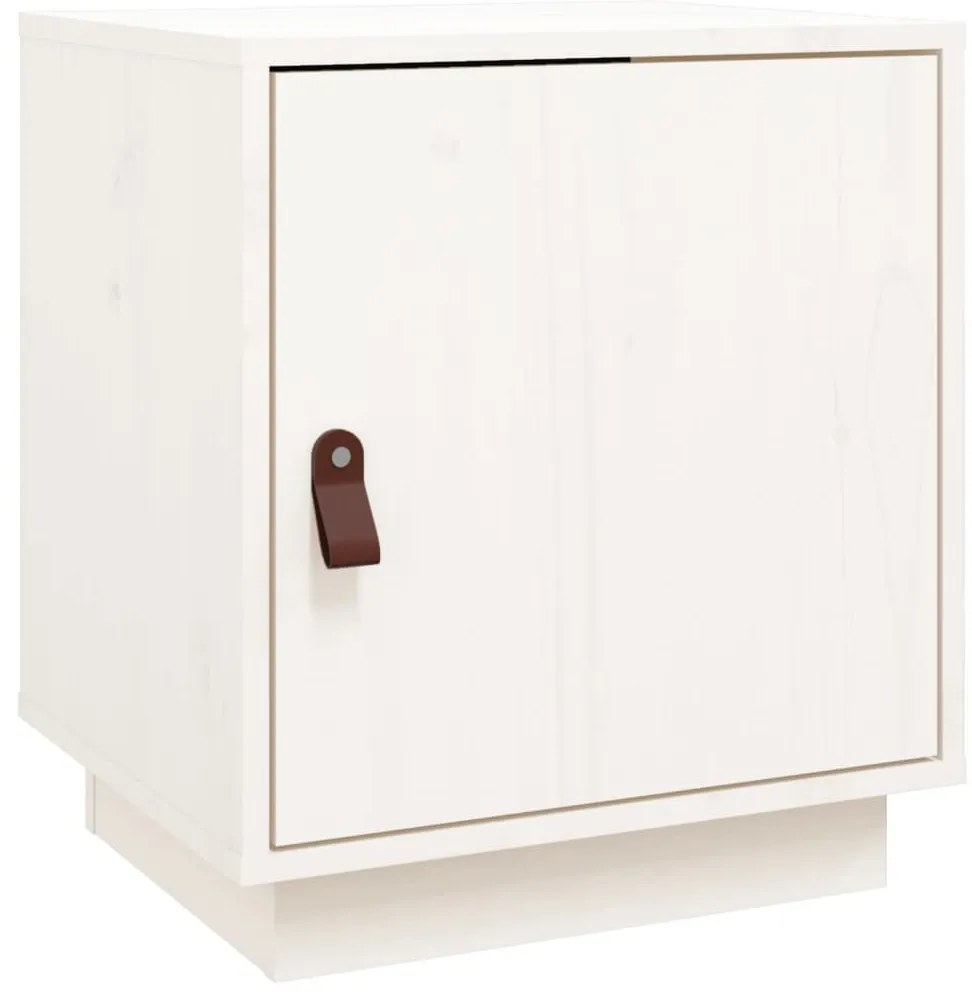 Fehér tömör fenyőfa éjjeliszekrény 40 x 34 x 45 cm