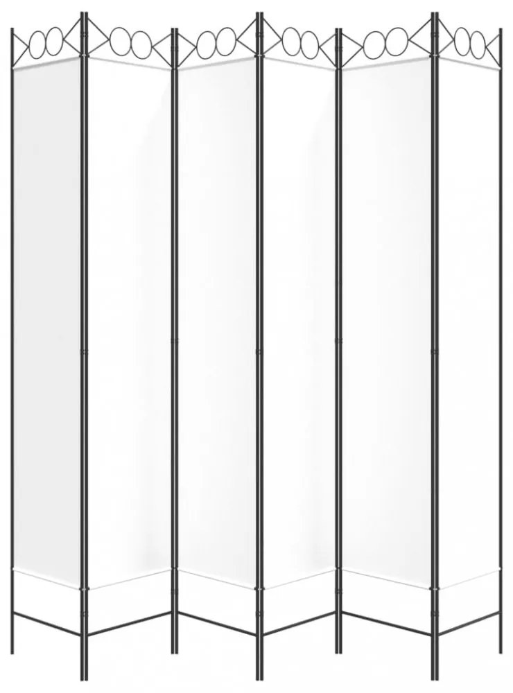 6-paneles fehér szövet térelválasztó 240x220 cm