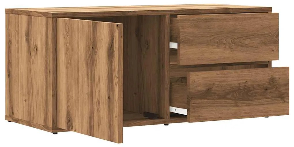 kézműves tölgy színű szerelt fa TV-szekrény 80x34x35,5 cm
