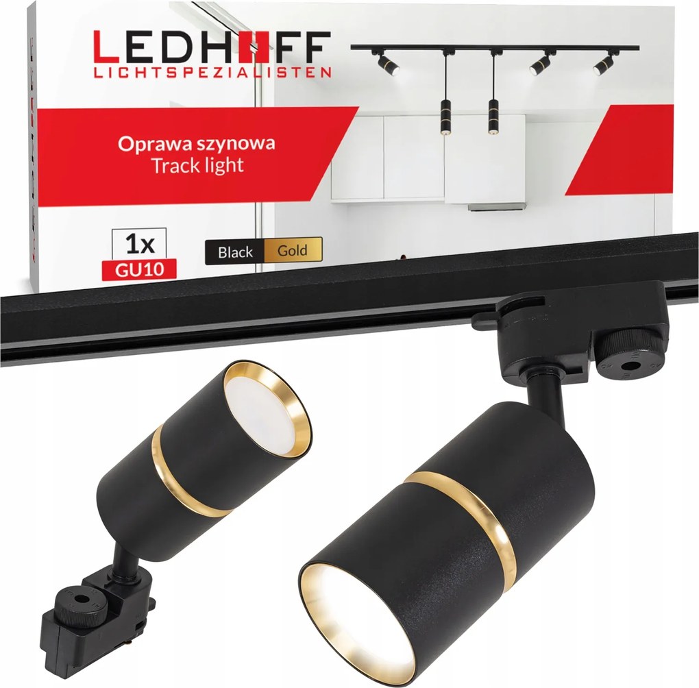 LED-es spotlámpa lámpatest sínre GU10 fekete arany Spot