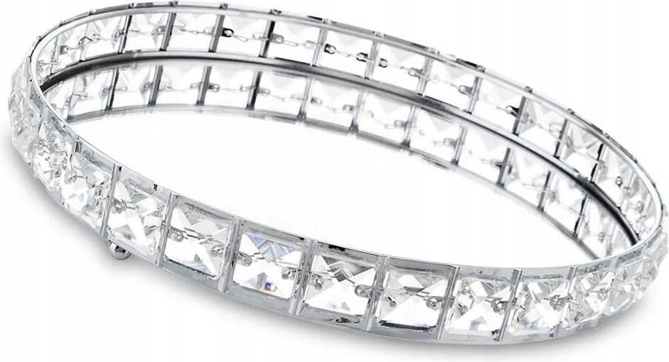 Tükörtálca Ezüst Fém 28cm Glamour Kövekkel 30