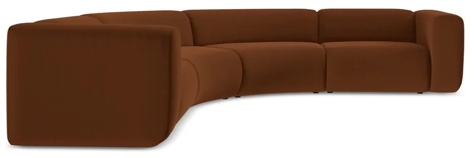 Narancssárga-barna bársony sarokkanapé Ekahi – Makamii